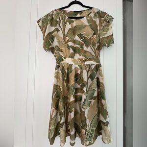 Uterque - banana leaf silk dress - size M